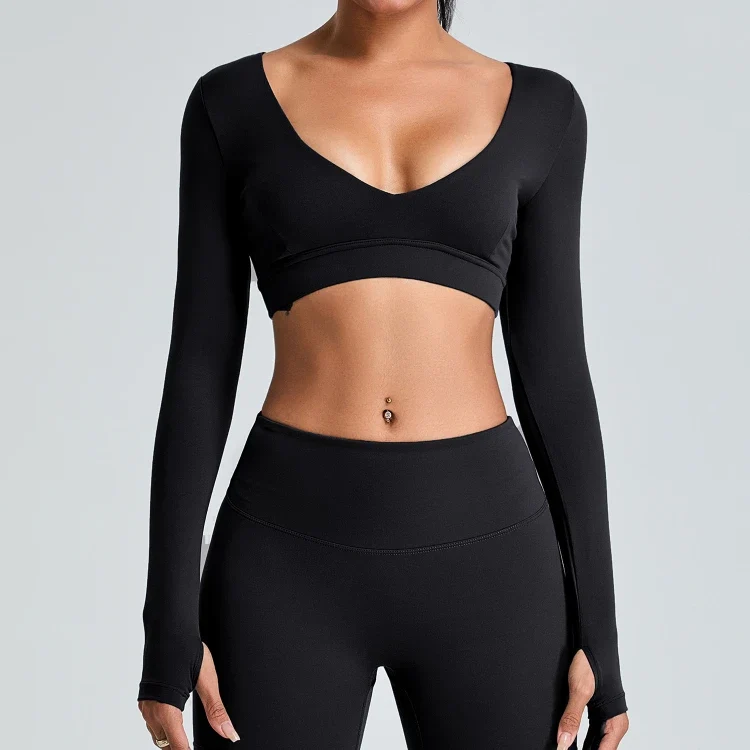 SPARK Women's Sexy V Neck Yoga Fitness Crop Top YJ0217