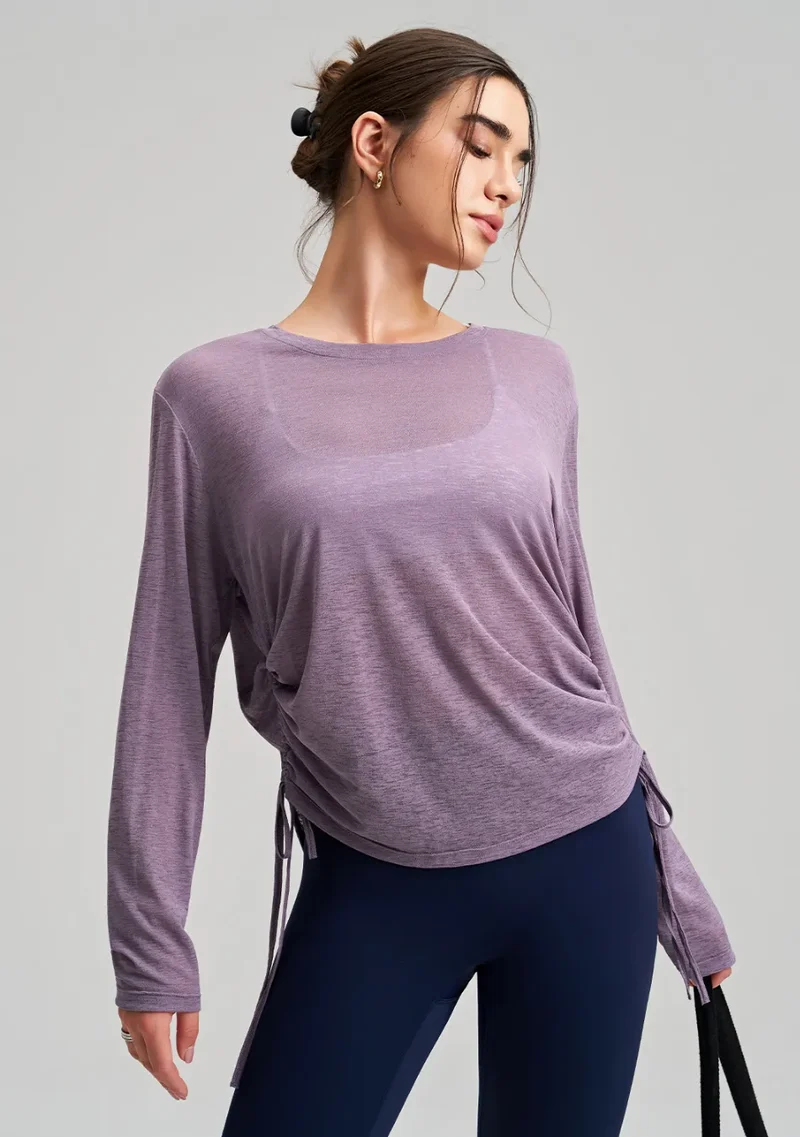 SPARK New Women's Yoga Fitness Smock with Side Drawstring RQ7410