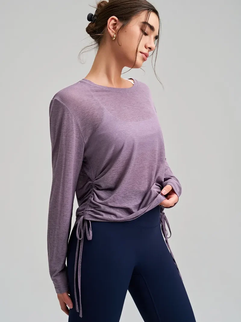 SPARK New Women's Yoga Fitness Smock with Side Drawstring RQ7410