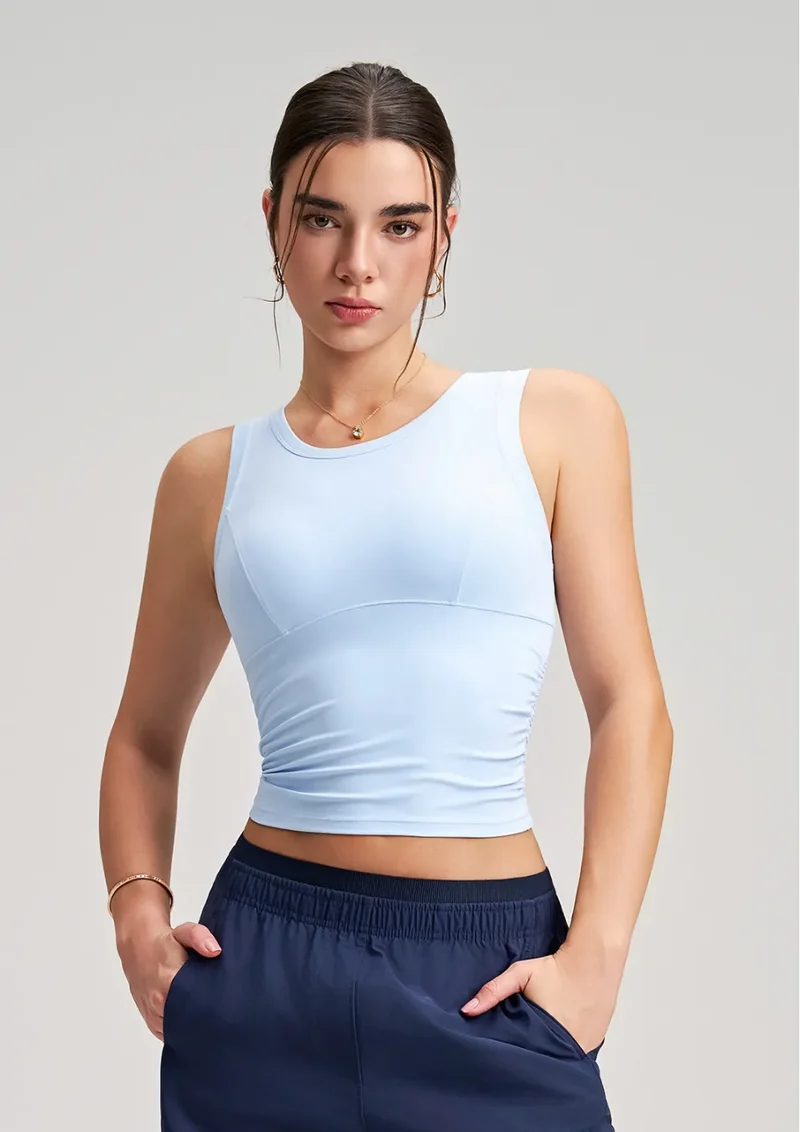 SPARK New Style Ruched Waist Slim-fit Yoga Fitness Vest RQ5076