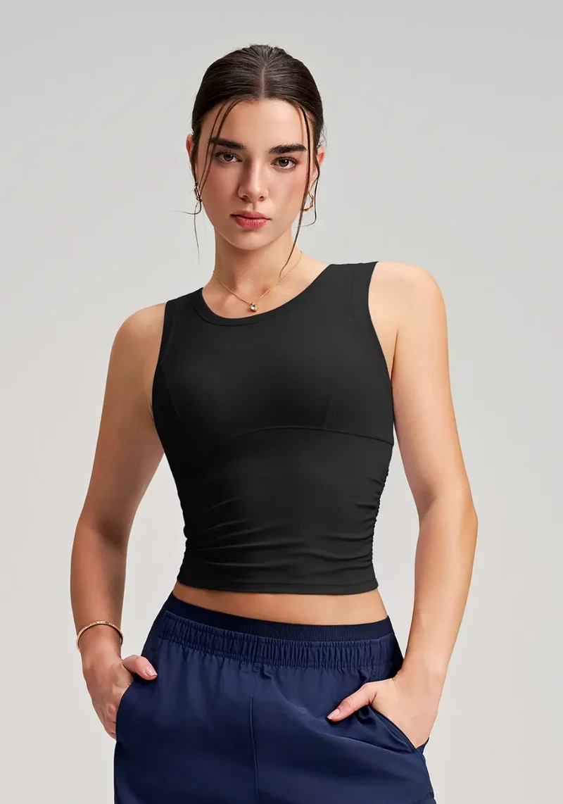 SPARK New Style Ruched Waist Slim-fit Yoga Fitness Vest RQ5076