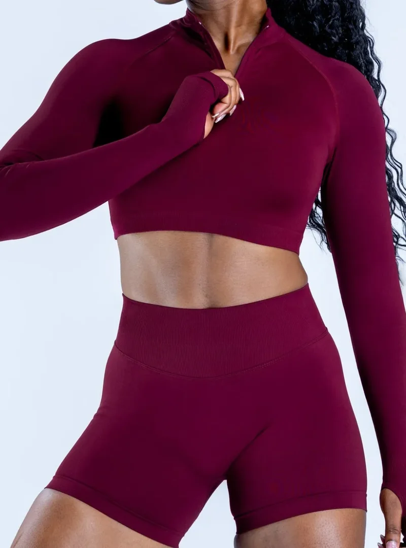 SPARK Half-Zip Yoga Fitness Long Sleeve Cropped Top OD7868