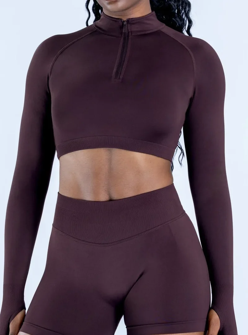 SPARK Half-Zip Yoga Fitness Long Sleeve Cropped Top OD7868