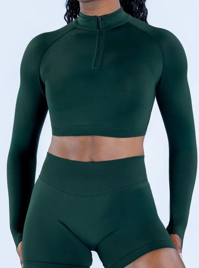 SPARK Half-Zip Yoga Fitness Long Sleeve Cropped Top OD7868