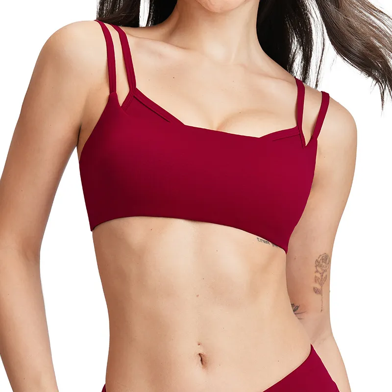 SPARK Double Shoulder Strap Back Irregular Yoga Fitness Bra ZC5079