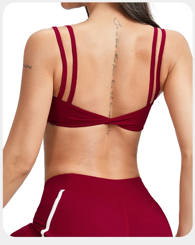 SPARK Double Shoulder Strap Back Irregular Yoga Fitness Bra ZC5079