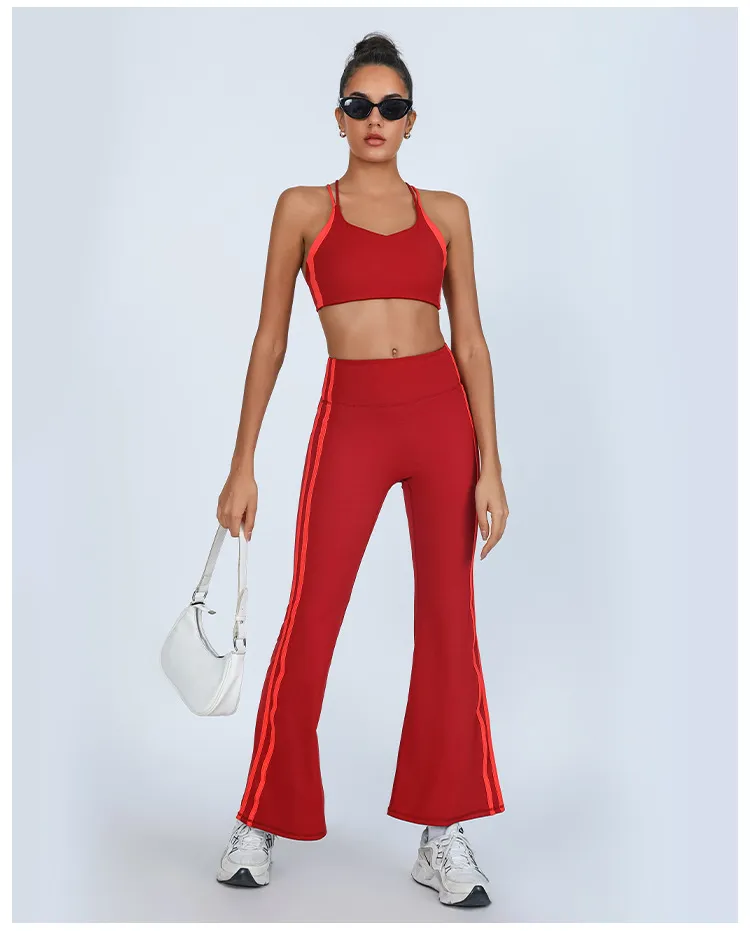 SPARK Color Blocking Criss-cross Back Yoga Two-piece Set PBD70
