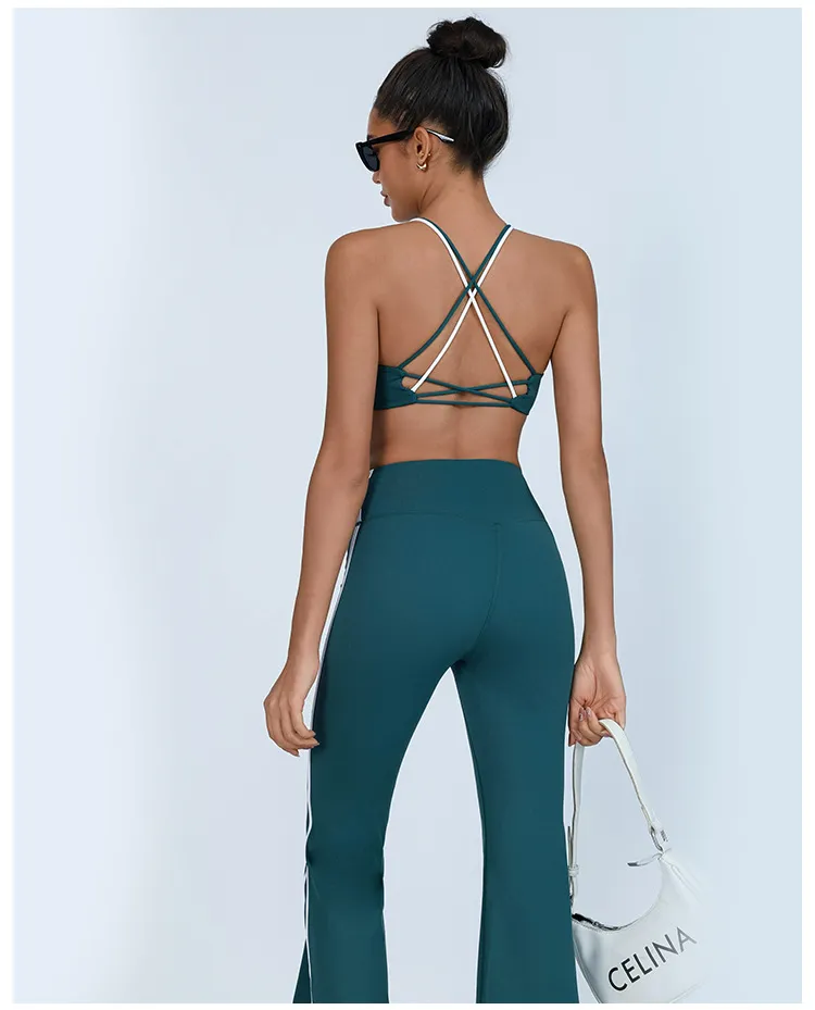 SPARK Color Blocking Criss-cross Back Yoga Two-piece Set PBD70