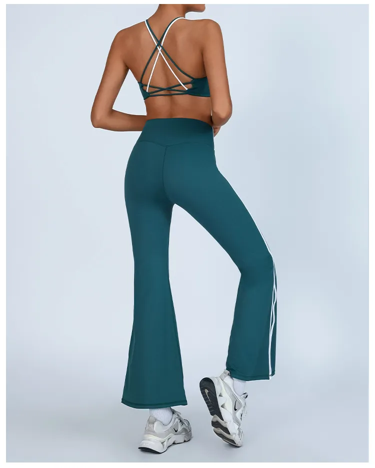 SPARK Color Blocking Criss-cross Back Yoga Two-piece Set PBD70