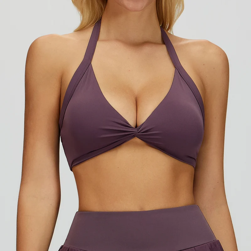SPARK Women's Twist Halter Neck Yoga Bra ZC4514