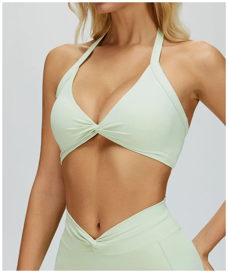 SPARK Women's Twist Halter Neck Yoga Bra ZC4514