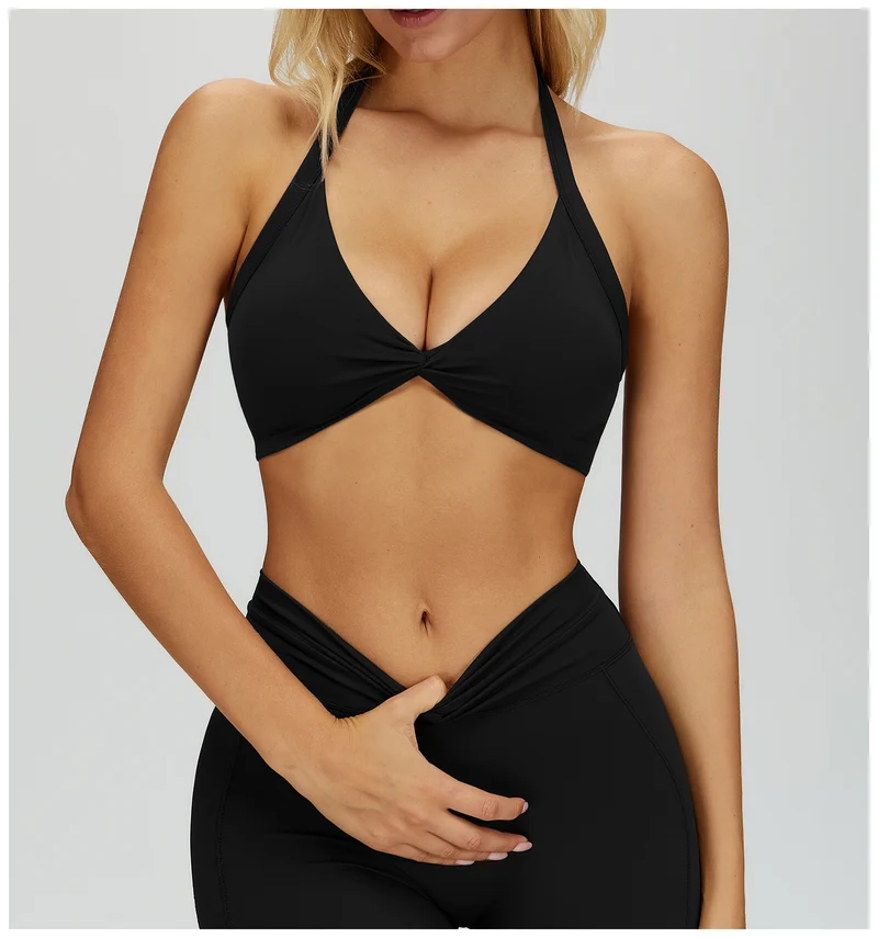 SPARK Women's Twist Halter Neck Yoga Bra ZC4514