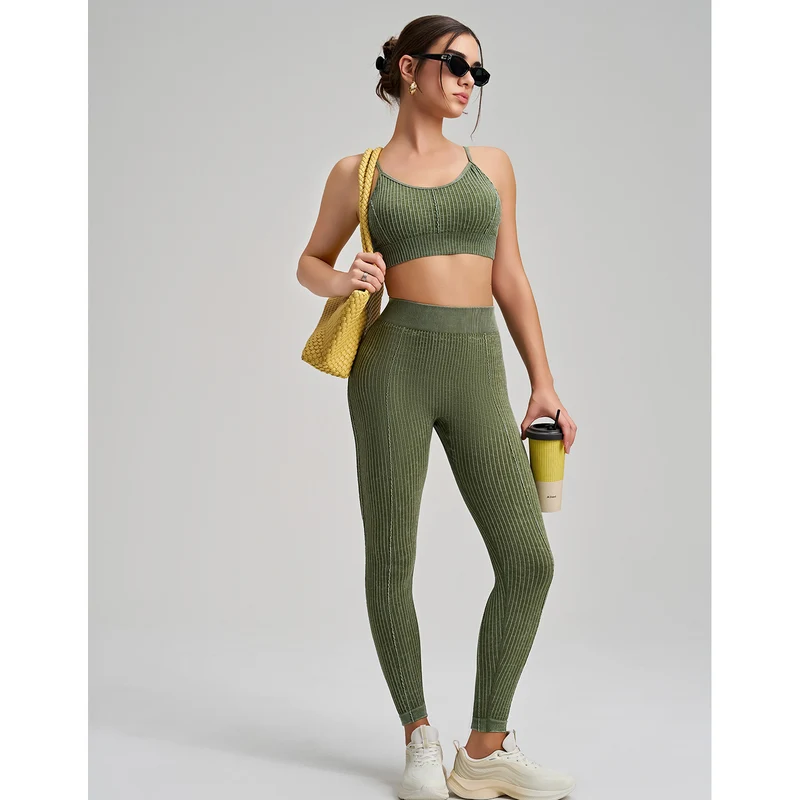 SPARK Seamless Sand Washed Yoga Two-piece Set RQ2493