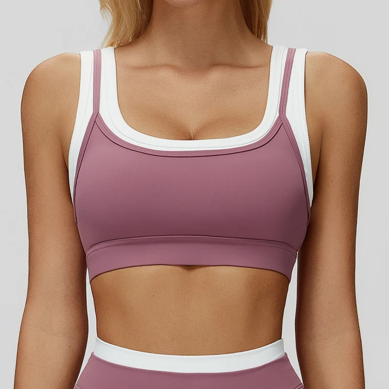 SPARK Fake Two-Piece Yoga Sports Bra with Ribbed Design ZC3129
