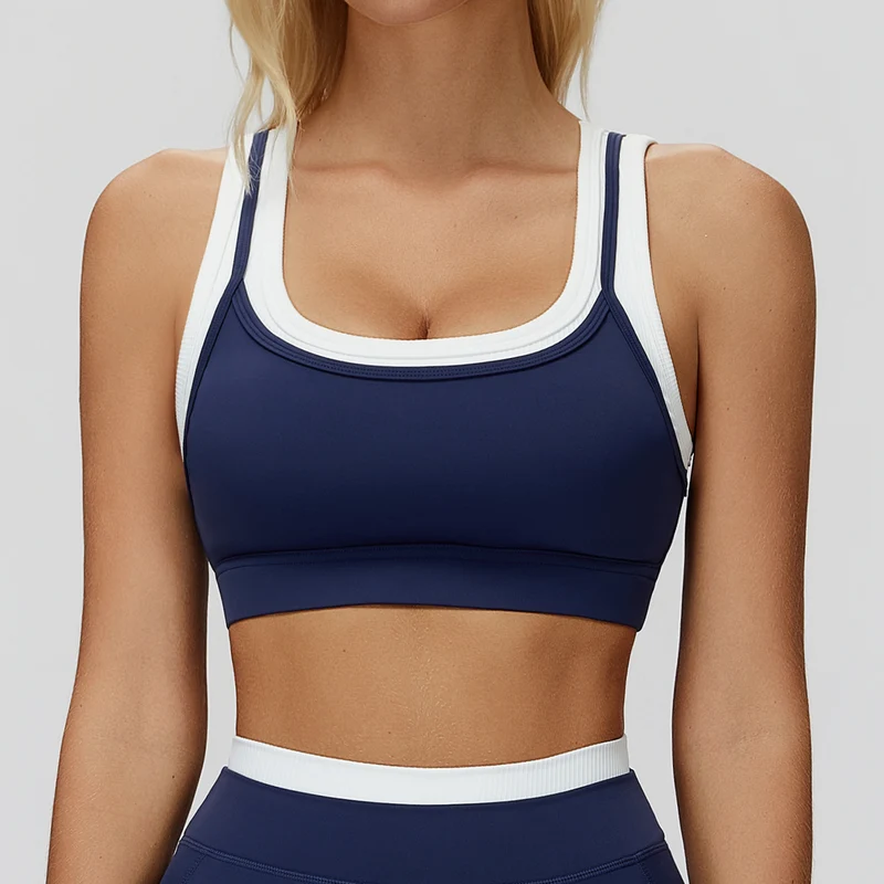 SPARK Fake Two-Piece Yoga Sports Bra with Ribbed Design ZC3129