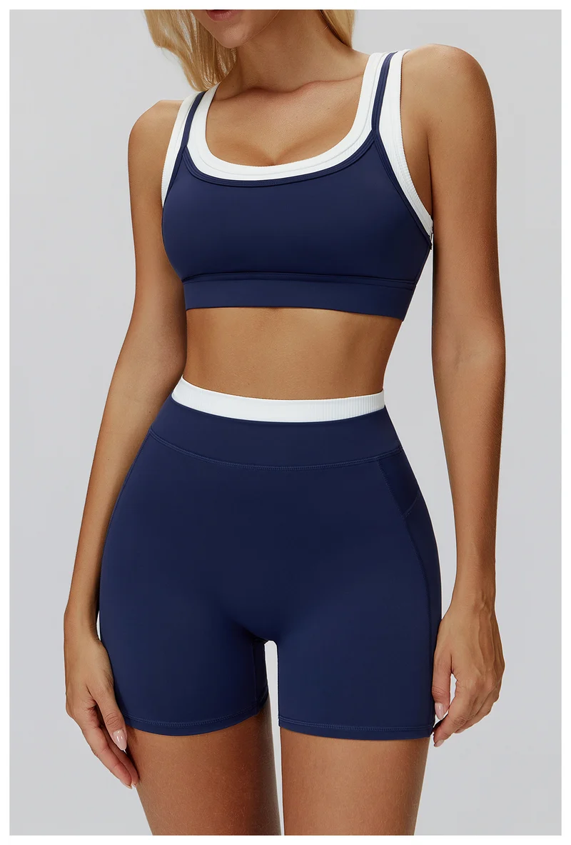 SPARK Fake Two-Piece Yoga Sports Bra with Ribbed Design ZC3129