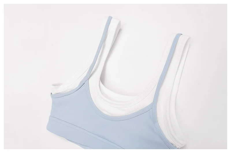SPARK Fake Two-Piece Yoga Sports Bra with Ribbed Design ZC3129
