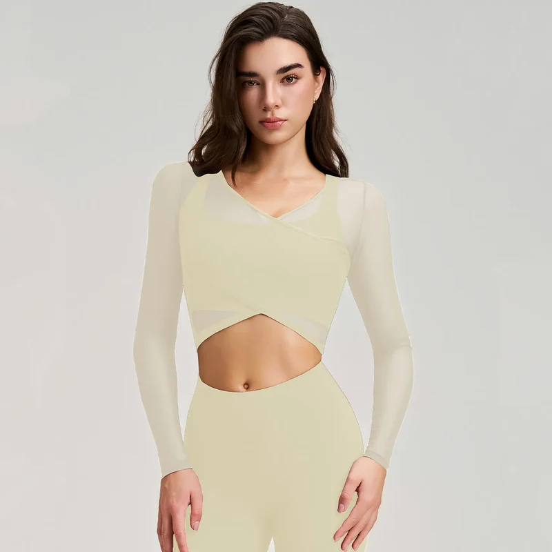 SPARK New Mesh Smock Hollow-out Long Sleeve Top For Women RQ017