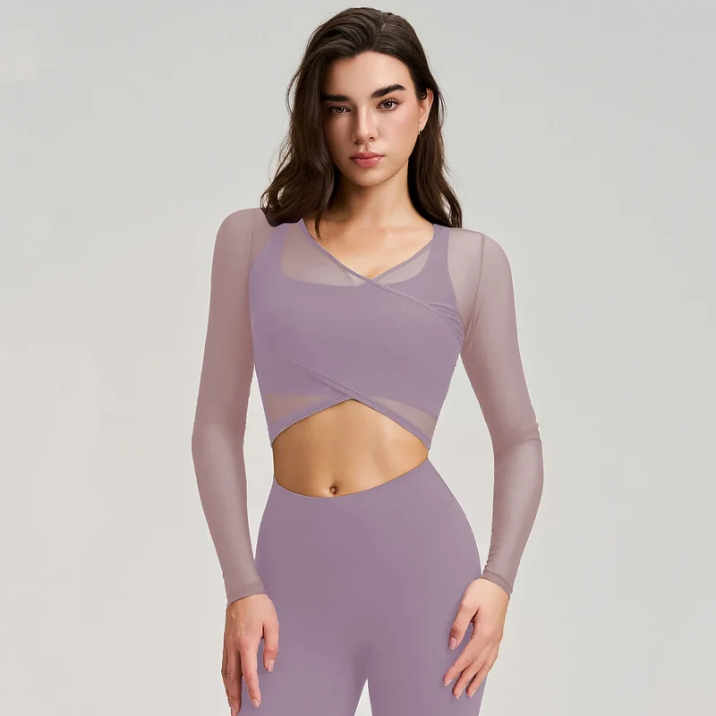 SPARK New Mesh Smock Hollow-out Long Sleeve Top For Women RQ017