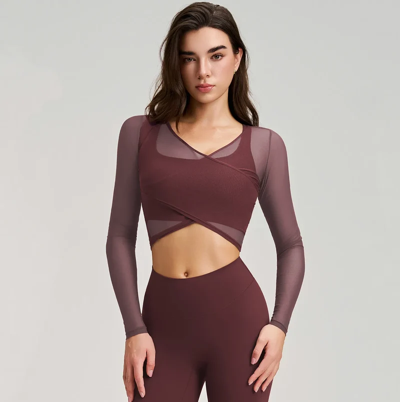 SPARK New Mesh Smock Hollow-out Long Sleeve Top For Women RQ017