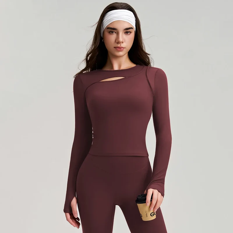 SPARK Women's Front Cut-Out Long Sleeve Top RQ557