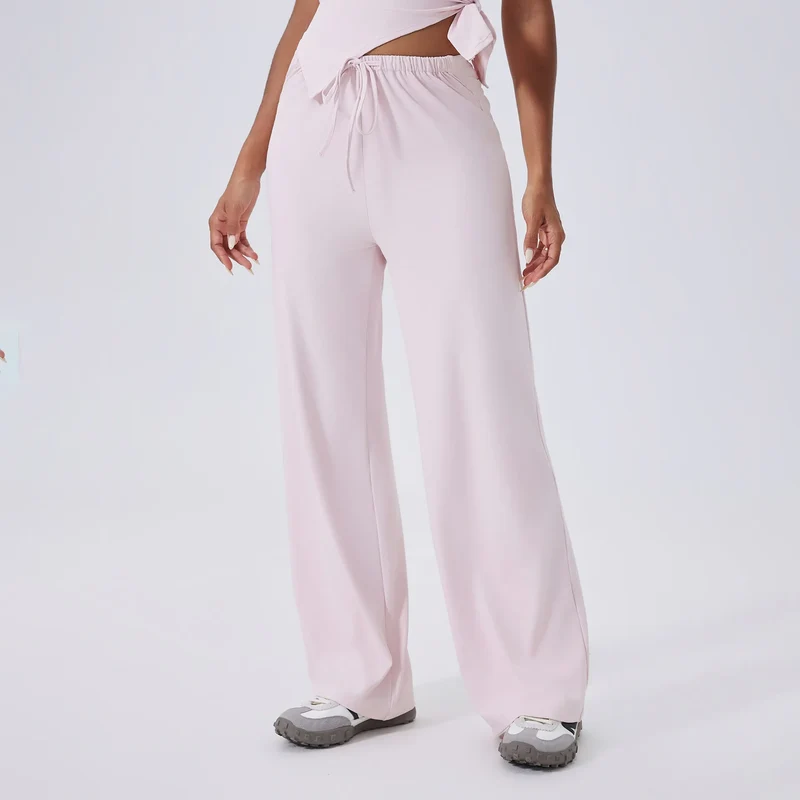 SPARK High Waist Yoga Straight Leg Pants with Drawstring CY3346