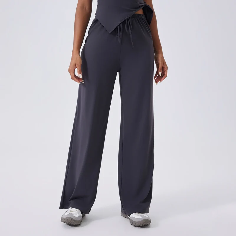 SPARK High Waist Yoga Straight Leg Pants with Drawstring CY3346