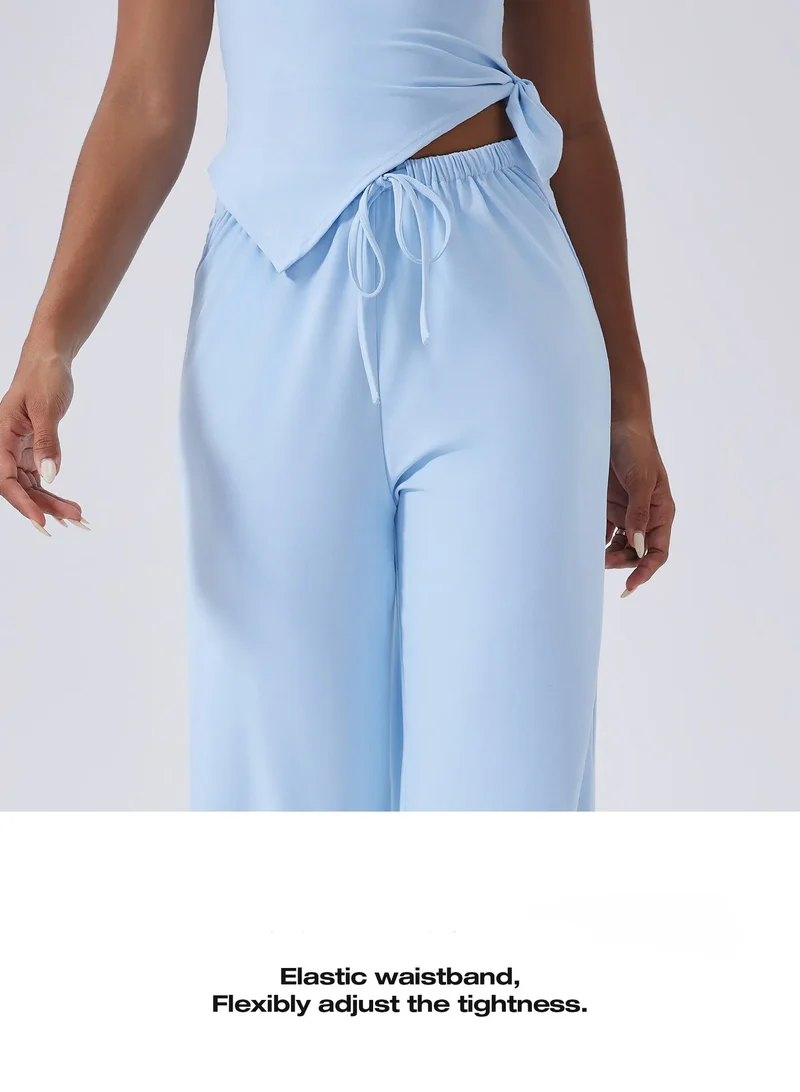 SPARK High Waist Yoga Straight Leg Pants with Drawstring CY3346