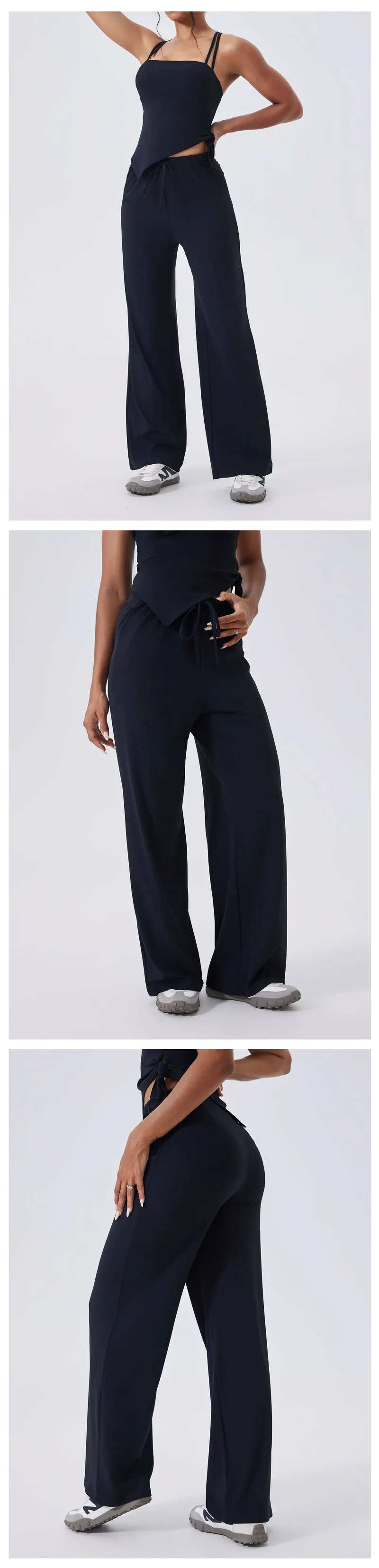 SPARK High Waist Yoga Straight Leg Pants with Drawstring CY3346