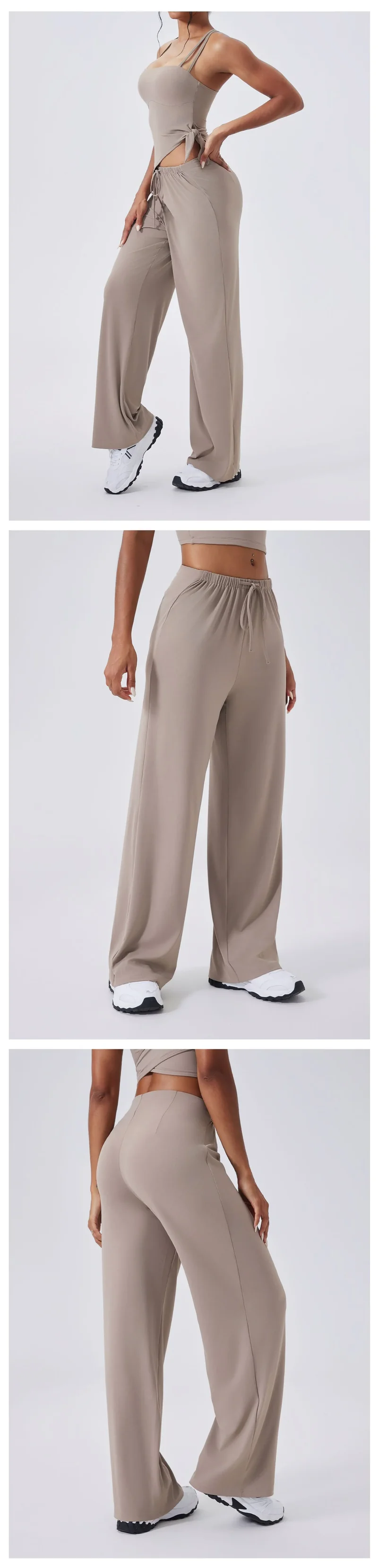 SPARK High Waist Yoga Straight Leg Pants with Drawstring CY3346