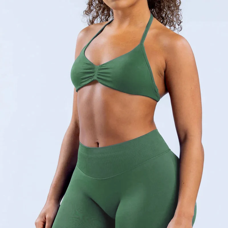 SPARK Seamless High-elastic Halter Neck Fitness Bra for Women RXW3003