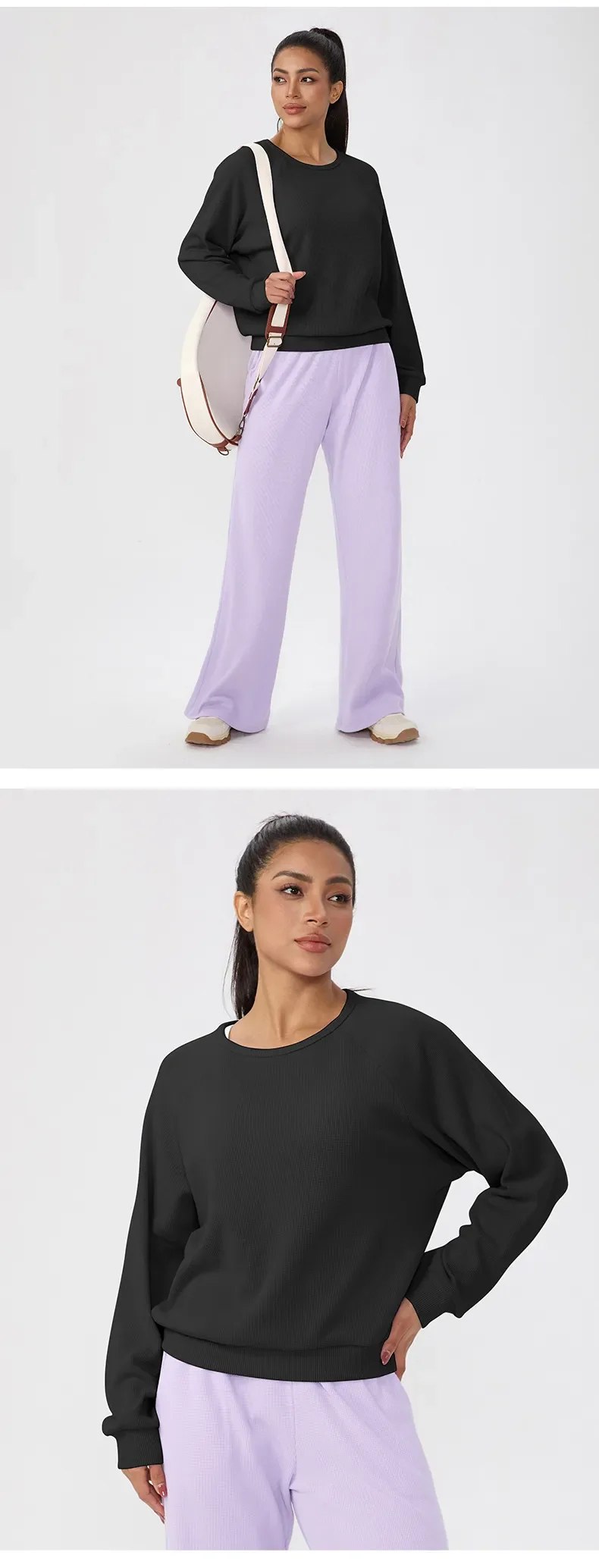 SPARK Women's Waffle Solid Color Sweatshirts YEL52569