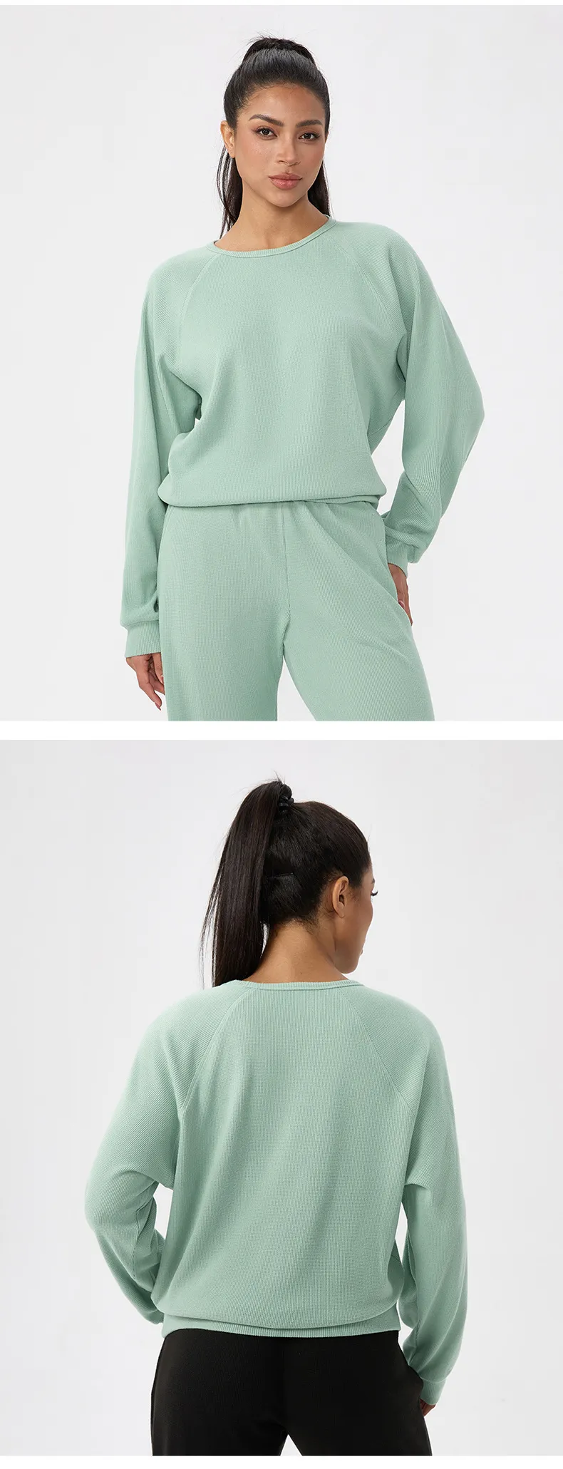SPARK Women's Waffle Solid Color Sweatshirts YEL52569