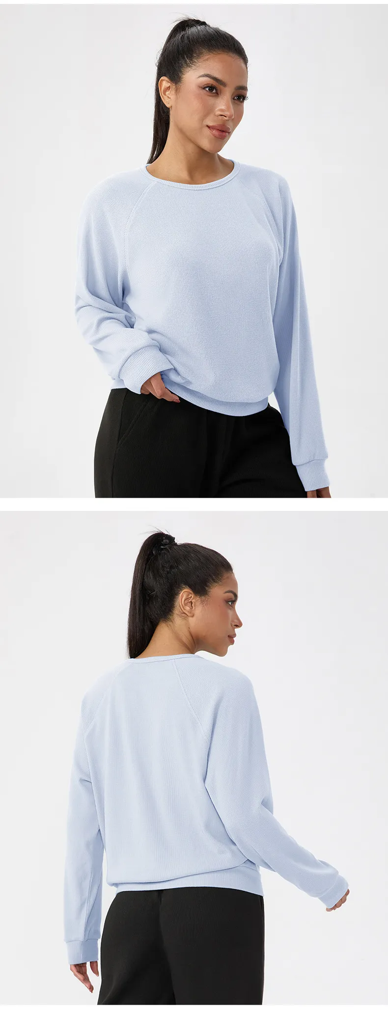 SPARK Women's Waffle Solid Color Sweatshirts YEL52569