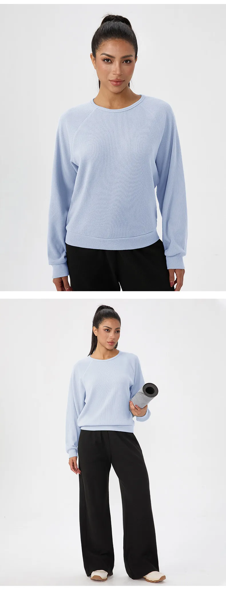SPARK Women's Waffle Solid Color Sweatshirts YEL52569