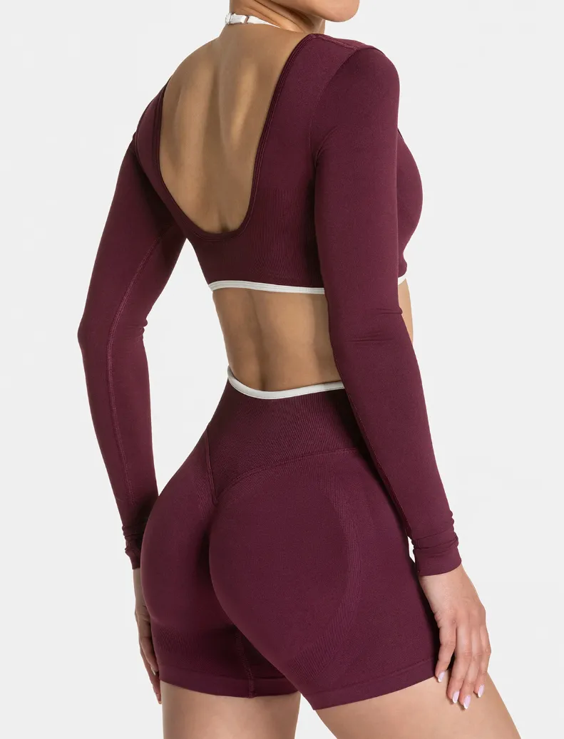 SPARK Fake Two Pieces Fitness Cropped Top RXW3006