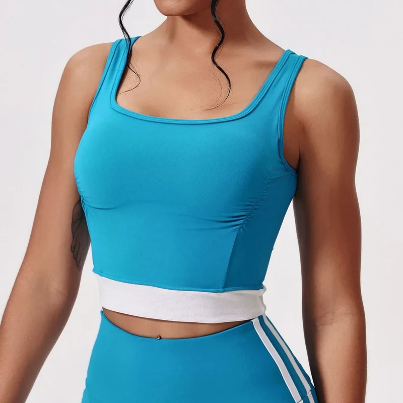 SPARK Contrast Color Yoga Pleated Bra Sports Vest CY5483