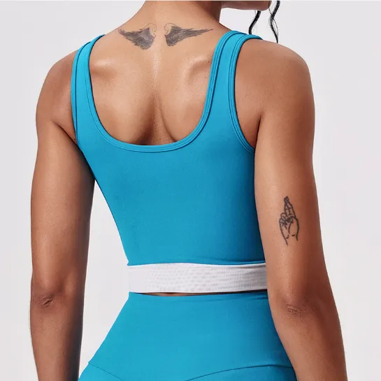 SPARK Contrast Color Yoga Pleated Bra Sports Vest CY5483