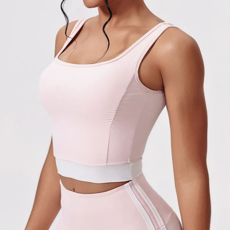SPARK Contrast Color Yoga Pleated Bra Sports Vest CY5483