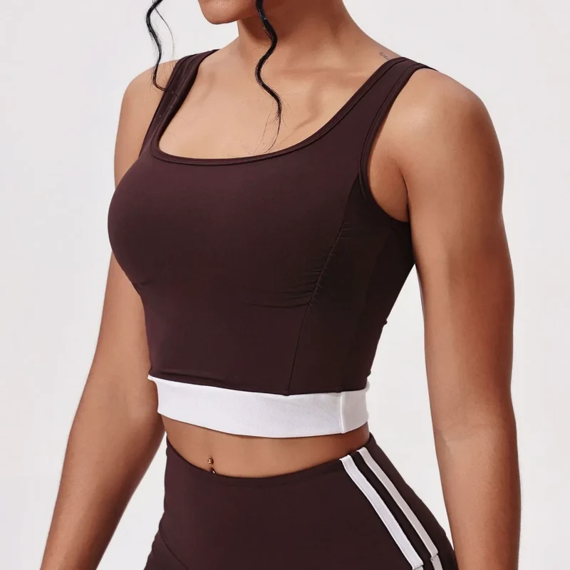 SPARK Contrast Color Yoga Pleated Bra Sports Vest CY5483