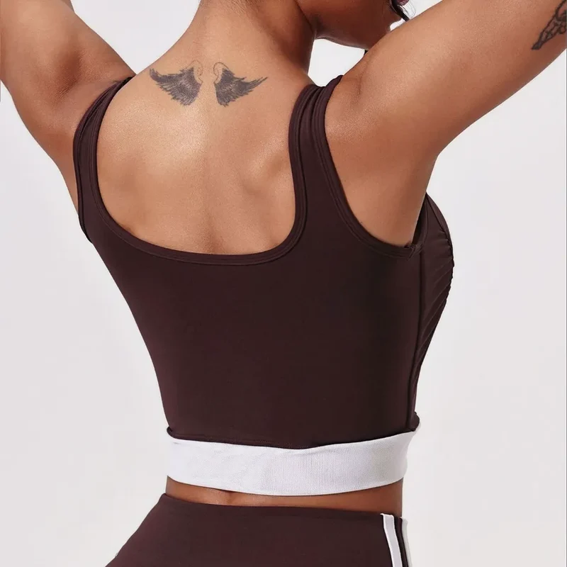 SPARK Contrast Color Yoga Pleated Bra Sports Vest CY5483
