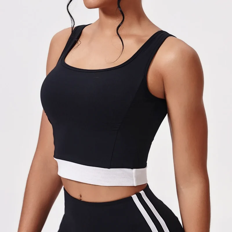 SPARK Contrast Color Yoga Pleated Bra Sports Vest CY5483