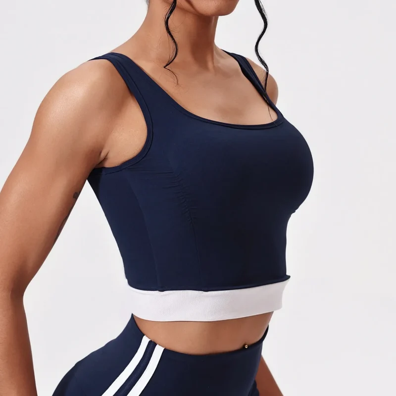 SPARK Contrast Color Yoga Pleated Bra Sports Vest CY5483