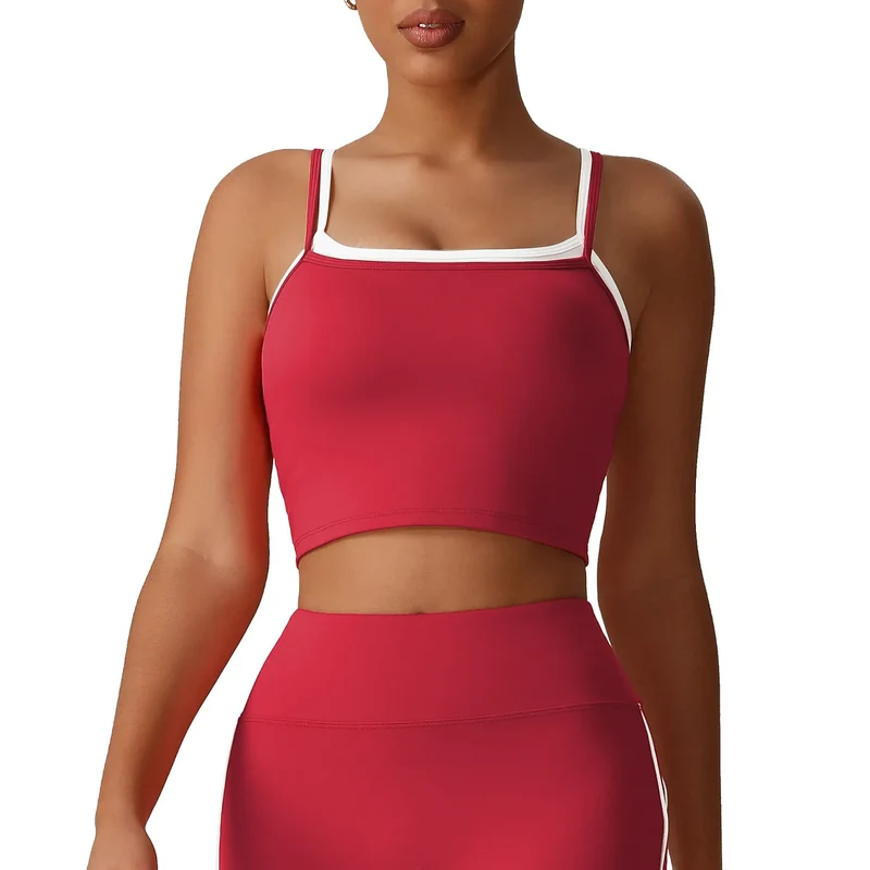 SPARK Fake Two-Piece Square Neck Yoga Tank Top YG2535