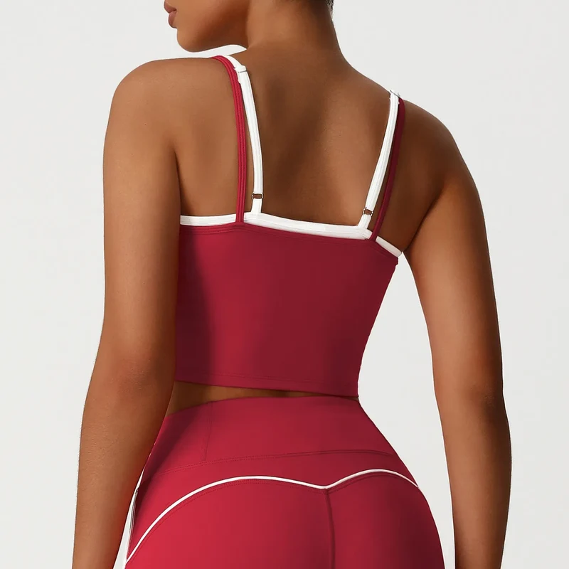 SPARK Fake Two-Piece Square Neck Yoga Tank Top YG2535