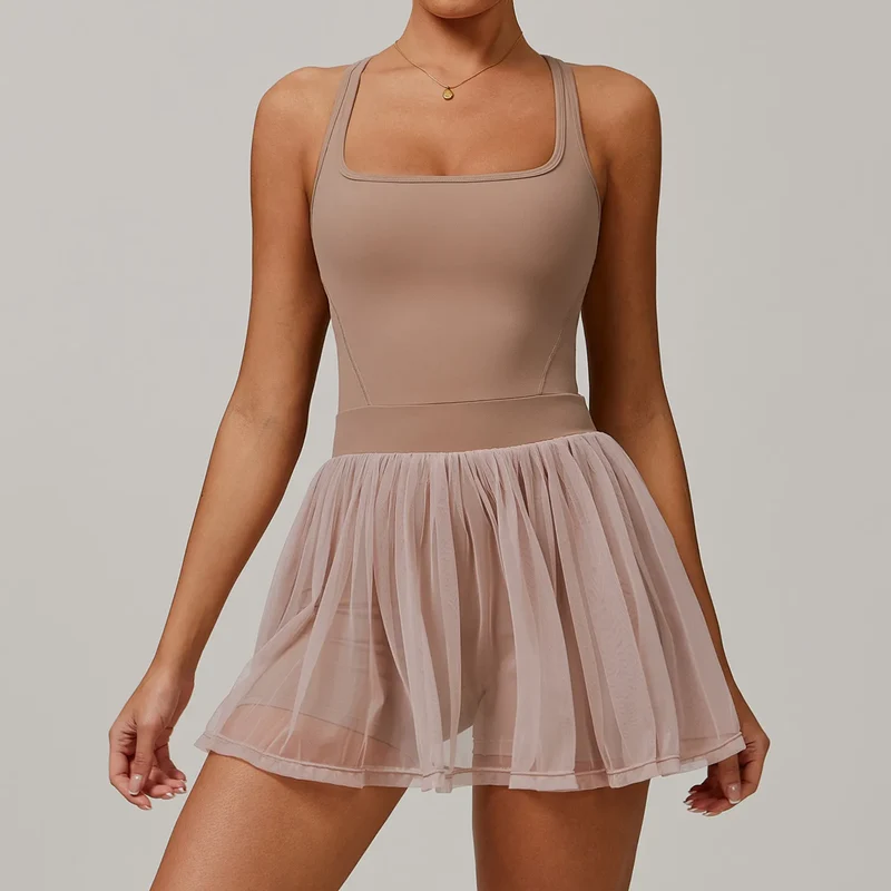 SPARK Fitness Tank Top with Pad Recycled Fabric Tennis Skirt ZC9091