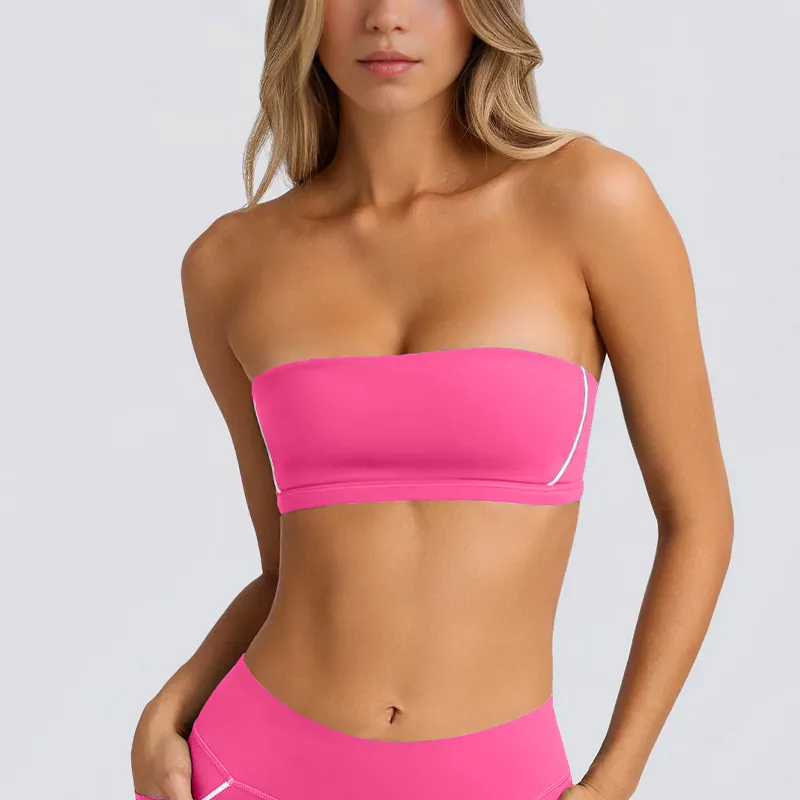 SPARK Contrast Color Tube Bra and Leggings Fitness Set QY4031