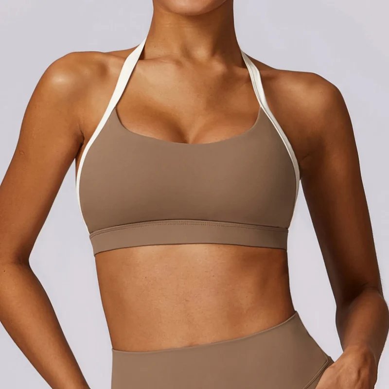 SPARK Color Block Halter Sports Bra ZC8605