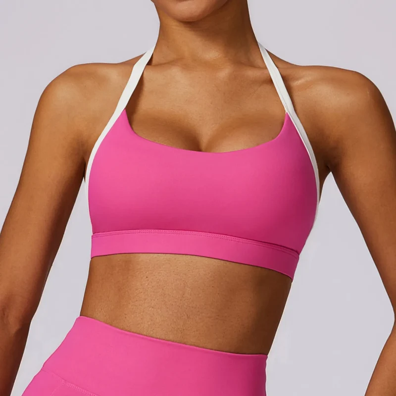 SPARK Color Block Halter Sports Bra ZC8605