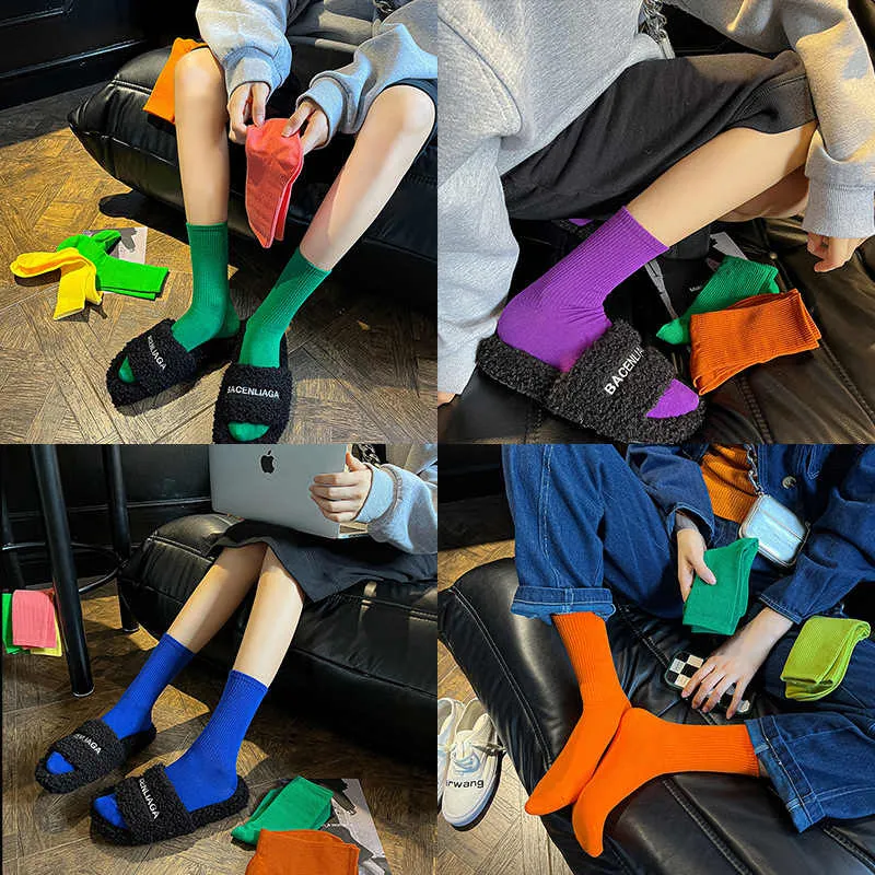Free shipping【3-Pair Set】SPARK Spring And Autumn Thin Candy Color Stockings